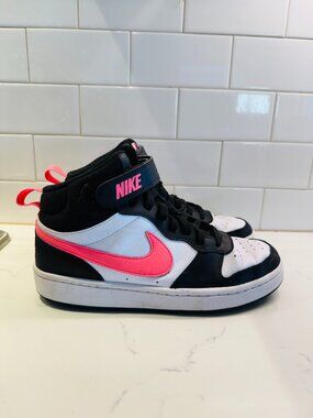 Nike Court Borough Mid 2 High Top Sneakers Girls 7Y Lace Up Hook and Loop Strap